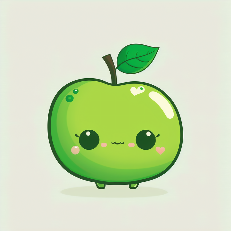 Green Apple,Cartoon Apple,Cute Apple
