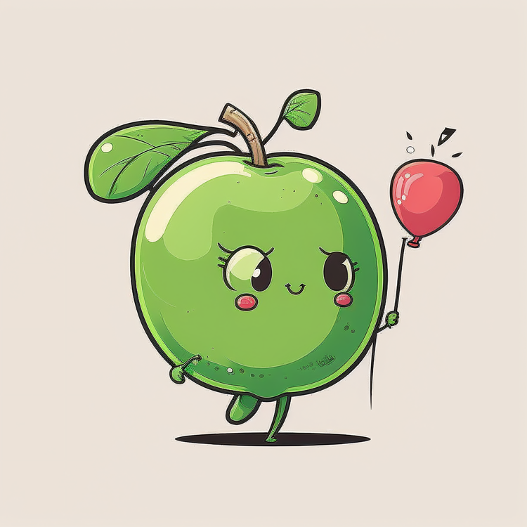 Green Apple,Cartoon Apple,Cute Apple