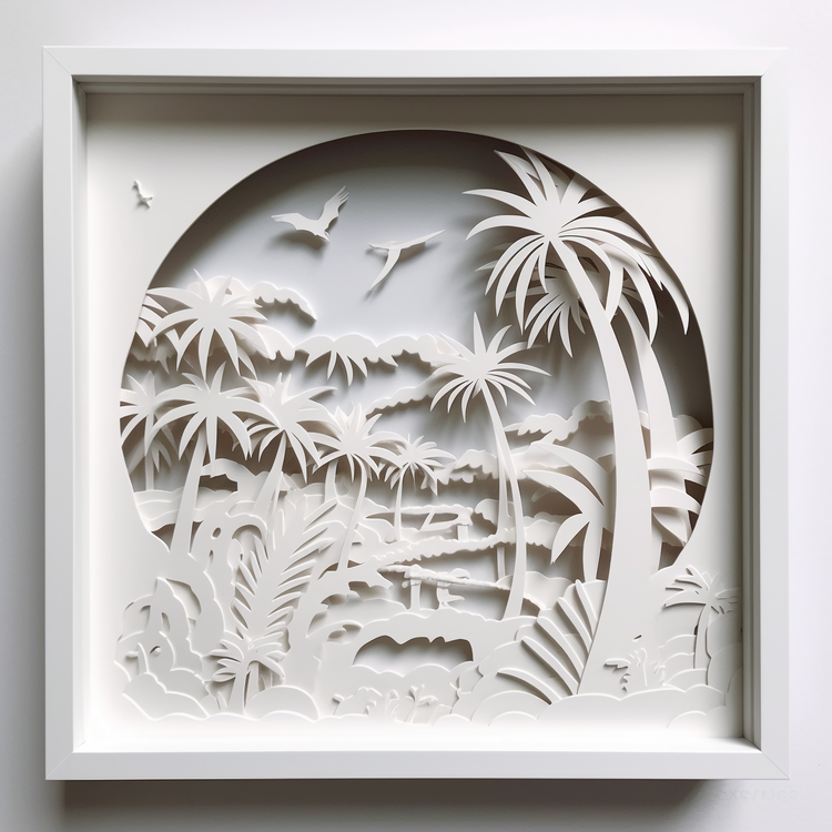 Palm Frame,Paper Cut Art,3d