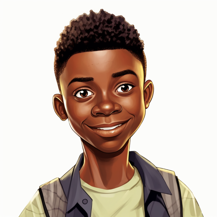 Cartoon Africa Boy,Young Boy,Black Boy