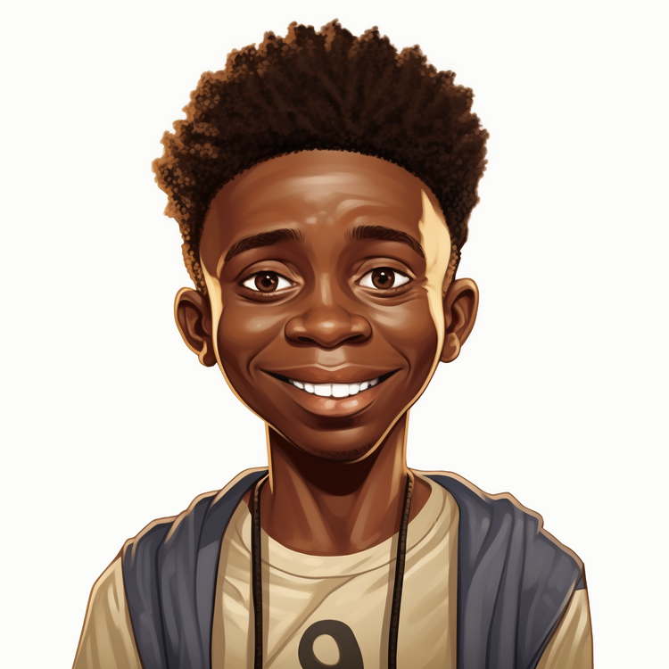 Cartoon Africa Boy,Boy,Smiling