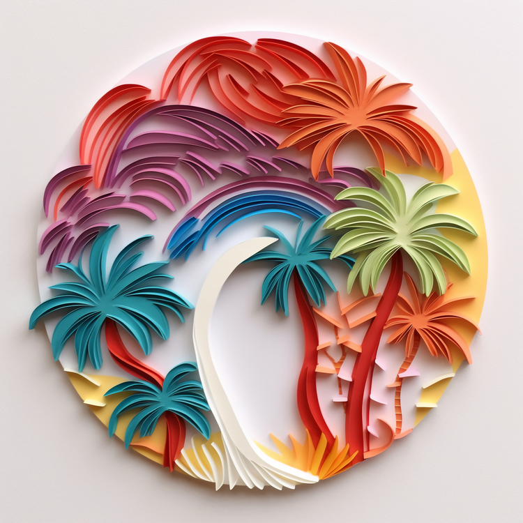 Palm Frame,Paper Cut Art,3d
