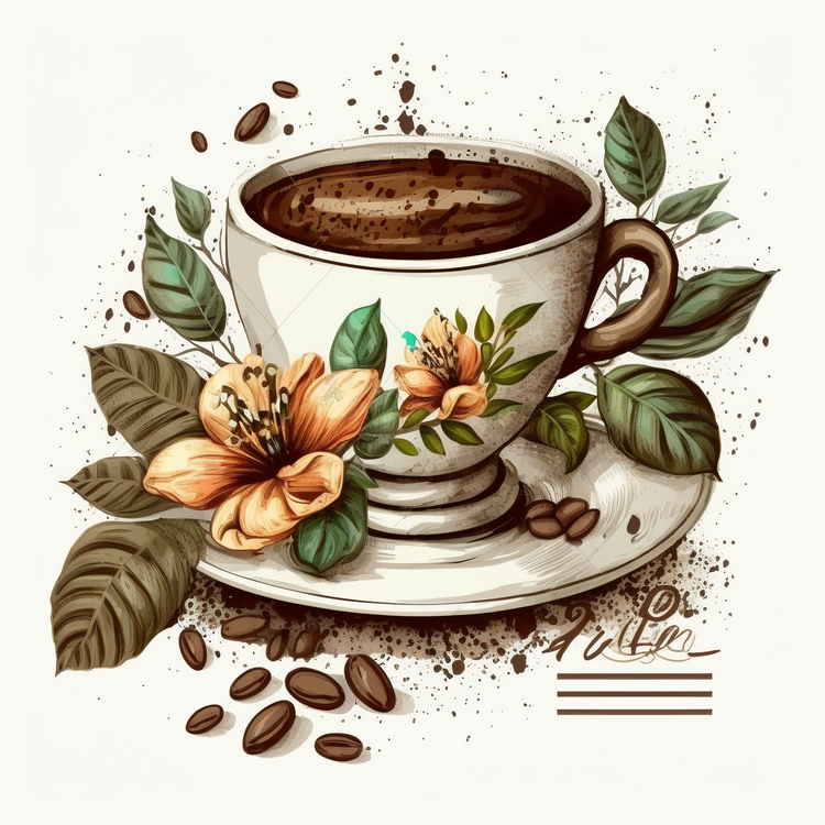Coffee Cup,Coffee,Flowers