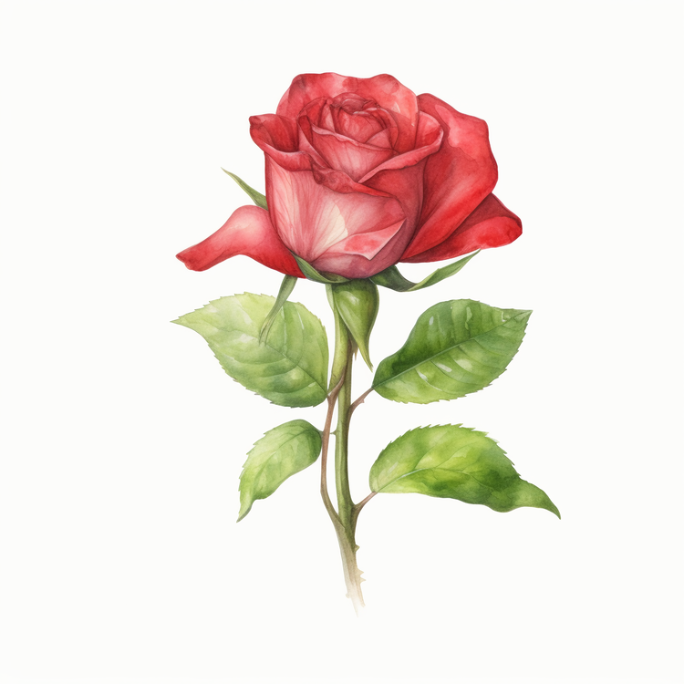 Watercolor Rose,Red,Rose