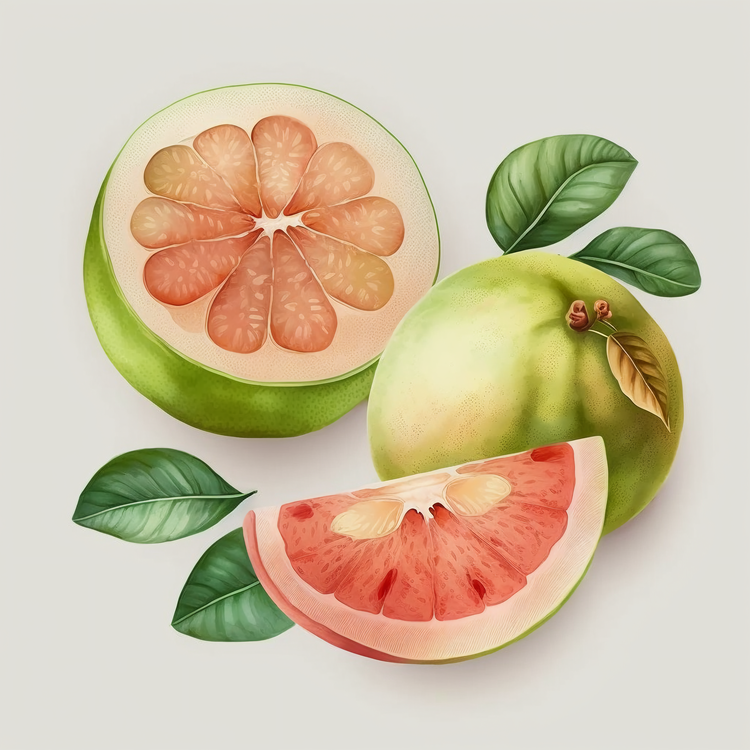 Watercolor Guava,Grapefruit,Watermelon