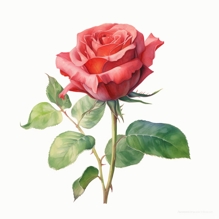 Watercolor Rose,Red Rose,Watercolor