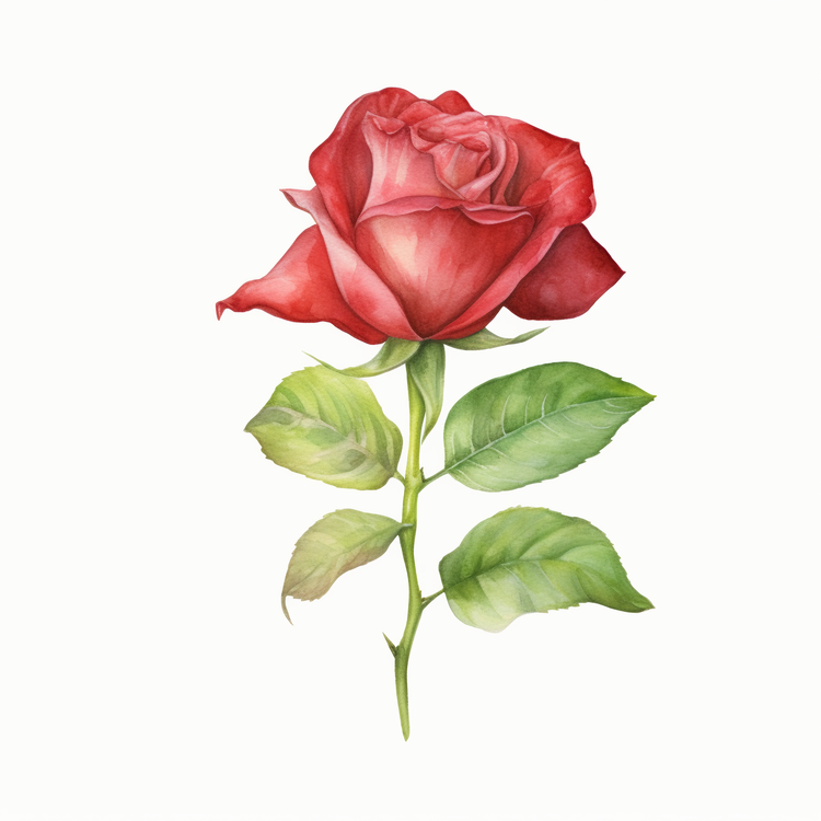 Watercolor Rose,Red Rose,Watercolor