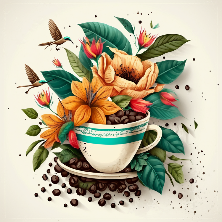 Coffee Cup,Floral,Coffee