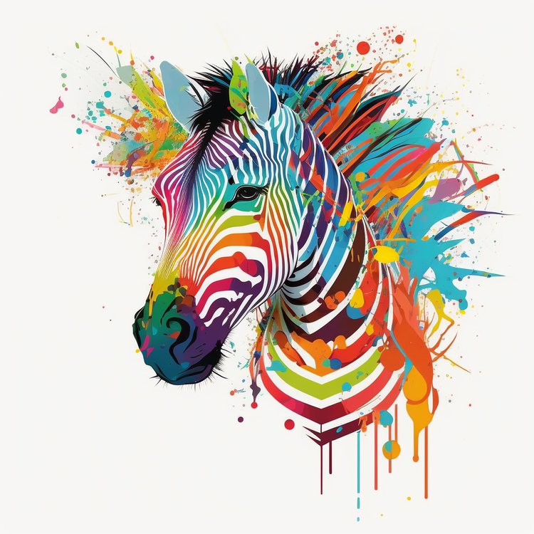 Colorful Zebra,Abstract Zebra,Zebra Portrait