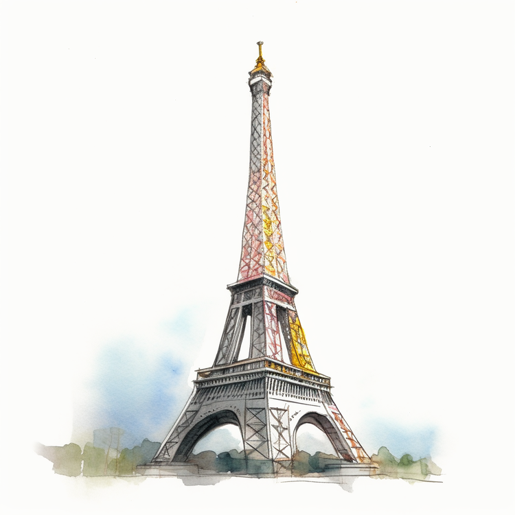 Eiffel Tower,Tower,Watercolor
