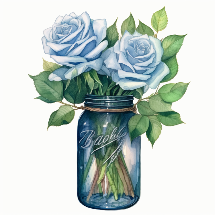 Blue Rose,Watercolor Rose,Watercolor
