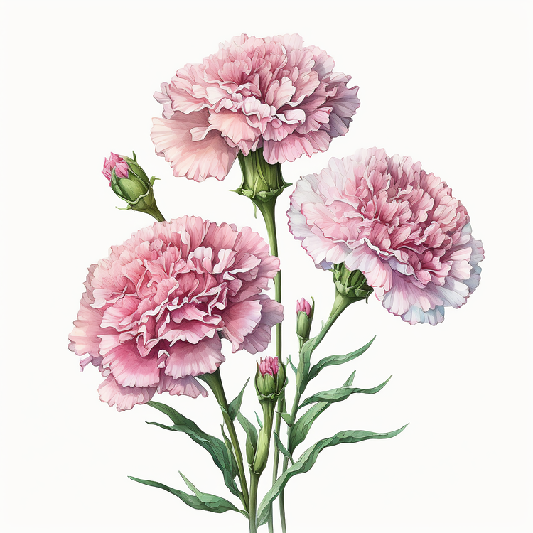 Watercolor Carnation Flowers,Others