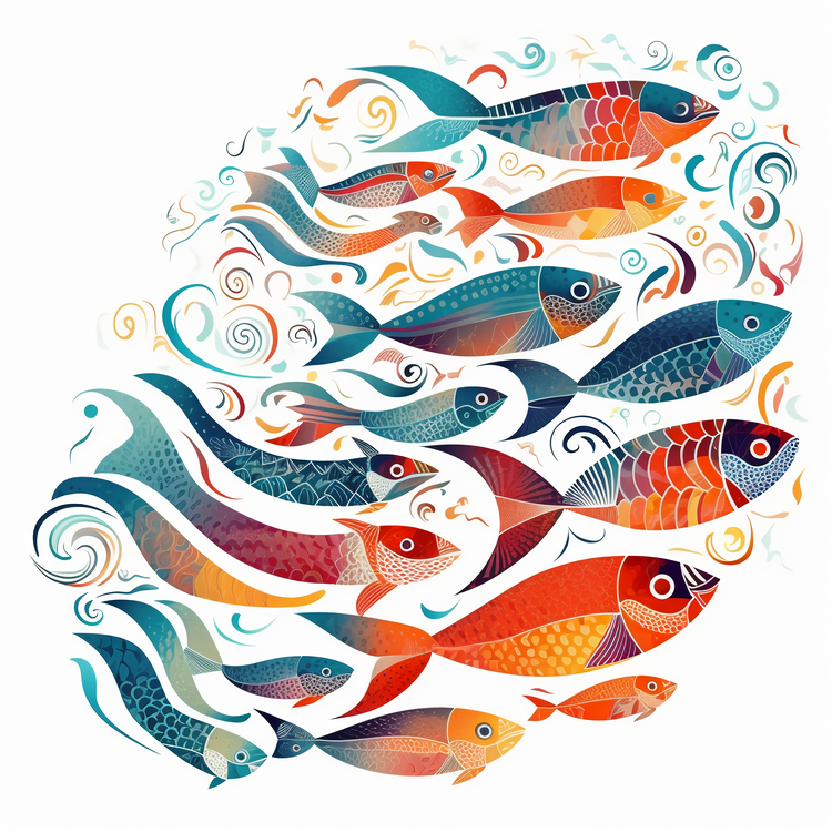 World Ocean Day,Group Of Fish,Shapes