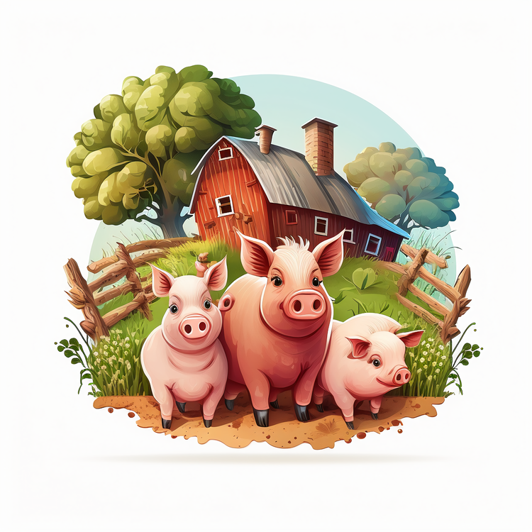 Cute Cartoon Pigs,World Farm Animals Day,Pig