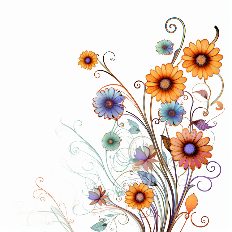Flower Pattern,Graceful Flower Art,Floral