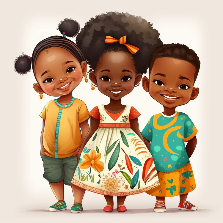 International Day Of The African Child,Cute Cartoon African Kids,Children