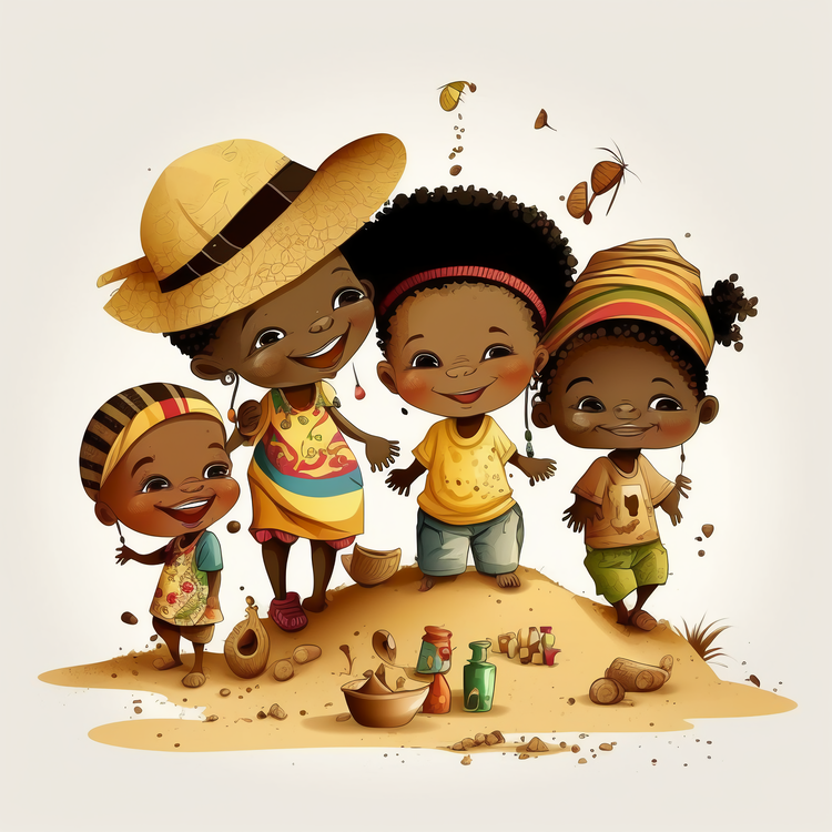 International Day Of The African Child,Cute Cartoon African Kids,Child