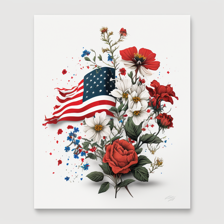 Usa Flag,Usa Independent Day,Floral Arrangement
