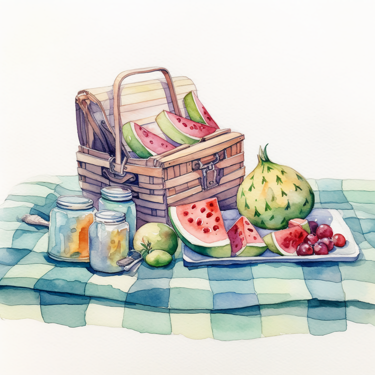 Picnic Foods,Watermelon,Cantaloupe