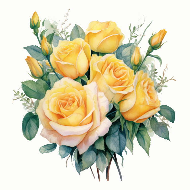 Yellow Rose,Roses,Watercolor