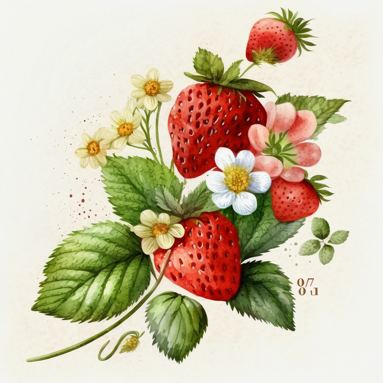 Watercolor Strawberry,Strawberry,Watercolor