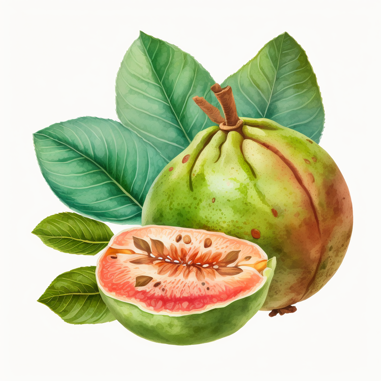 Watercolor Guava,Watercolor,Fruit