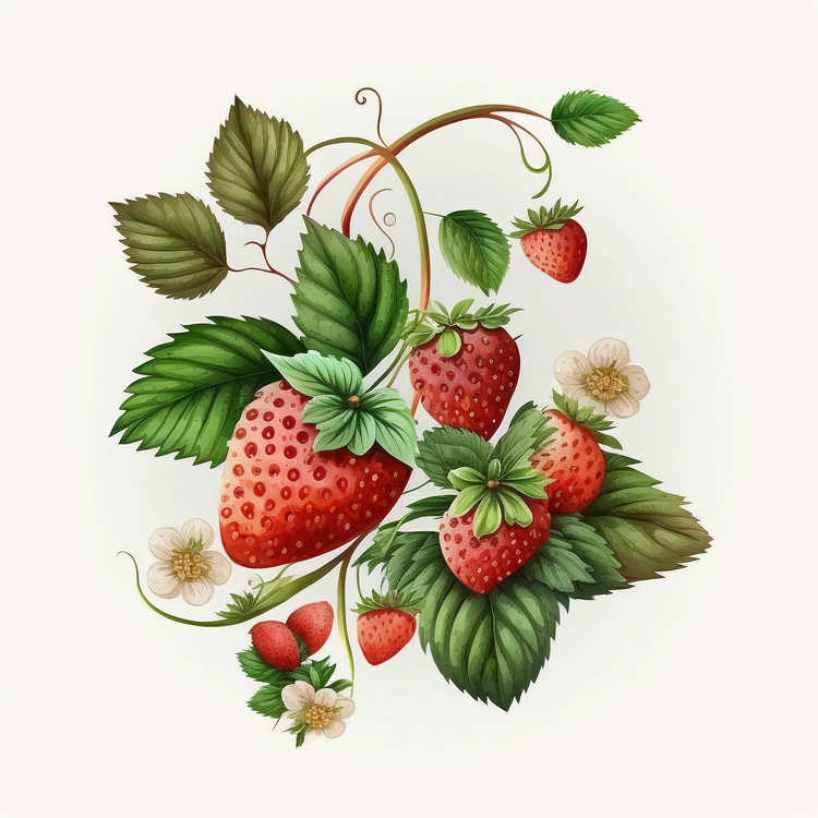 Watercolor Strawberry,Strawberries,Fruit