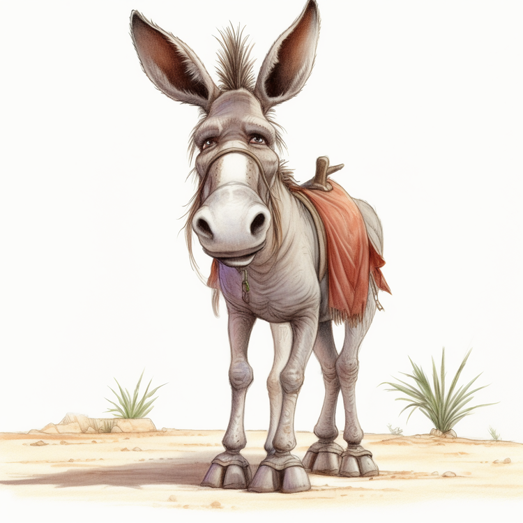 Cartoon Donkey,Donkey,Desert