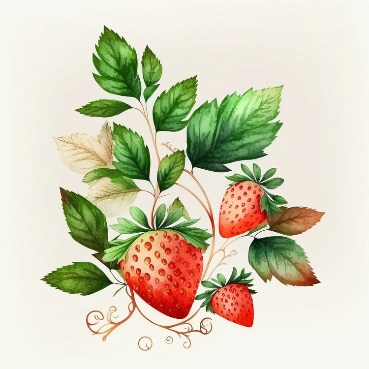 Watercolor Strawberry,Strawberries,Watercolor