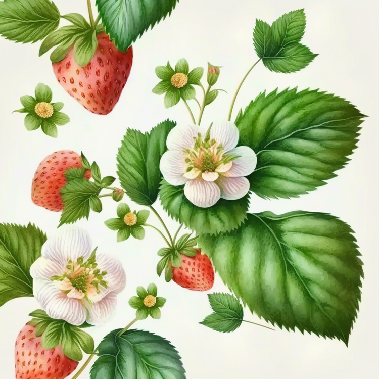 Strawberry,Flowers,Leaves