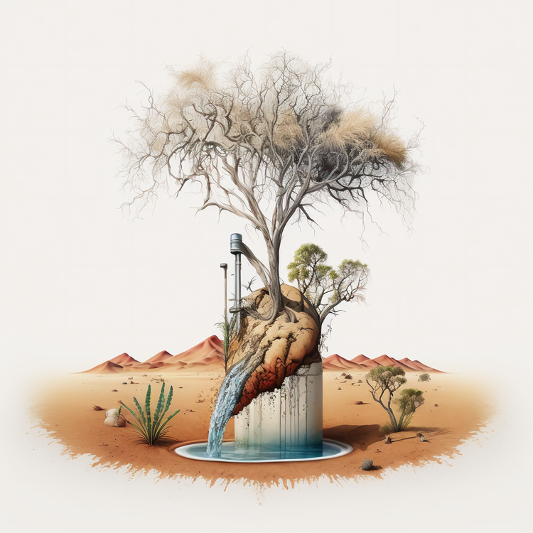 Eager For Water,Desert,Tree