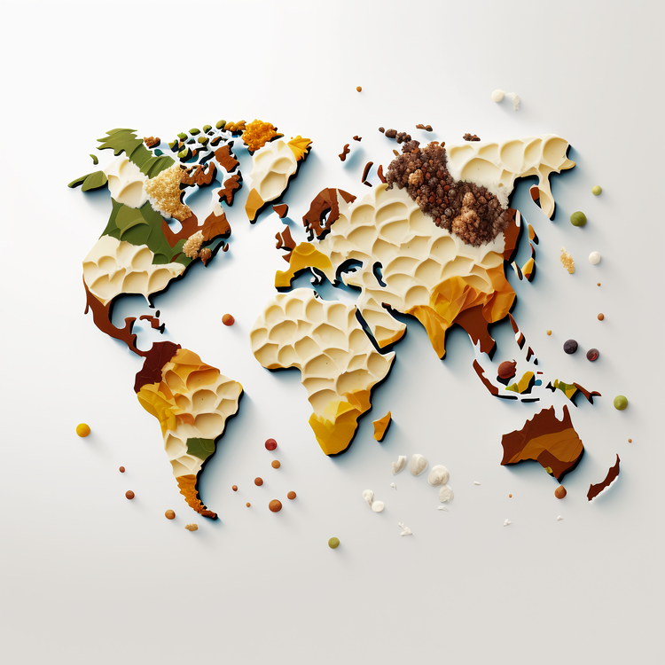 World Food,Plate Of World Food,Map