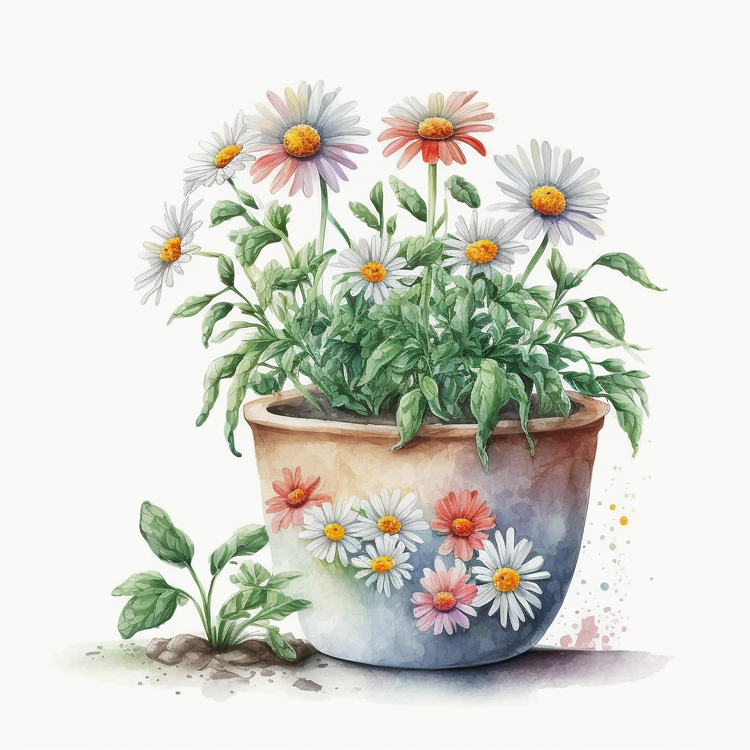 Daisy,Flower Pot,Daisies