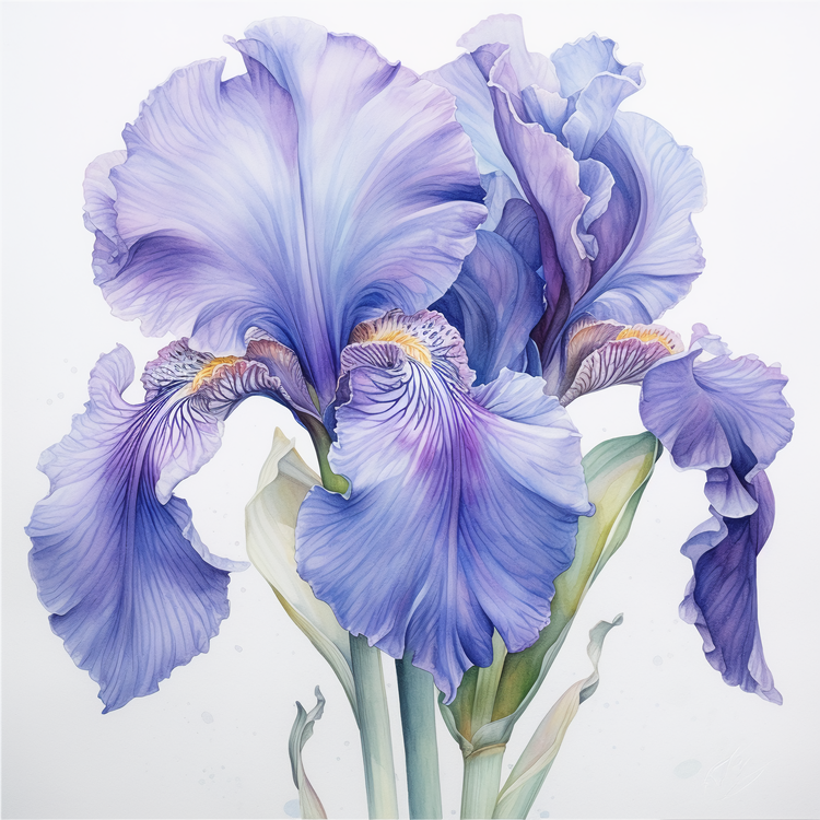 Iris,Summer Flower,Watercolor