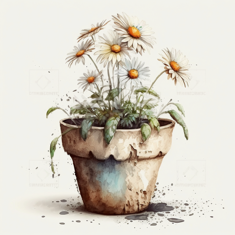 Daisy,Flower Pot,Daisies