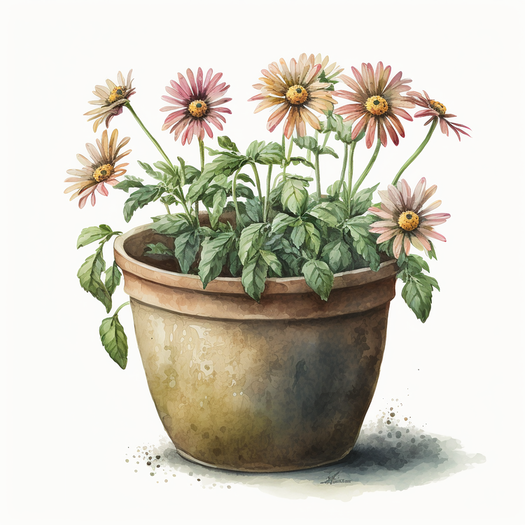 Daisy,Flower Pot,Flowers