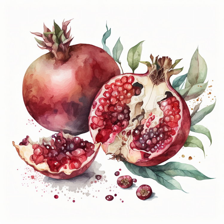 Bowl Of Pomegranates,Rosh Hashana,Watercolor