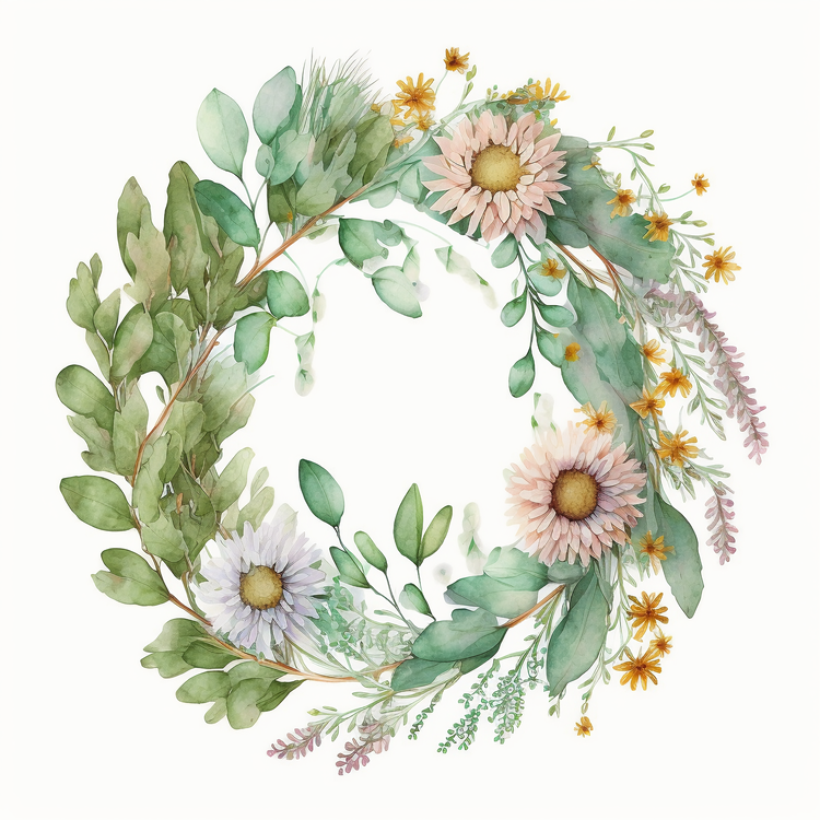 Daisy Wreath,Floral Wreath,Greenery