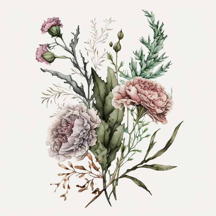 Carnations,Flowers,Watercolor