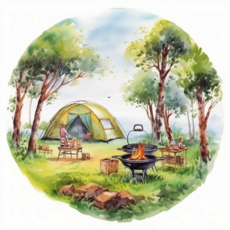 Backyard Barbecue,Tent,Campfire