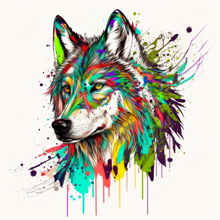 Wolf,Colorful,Paint