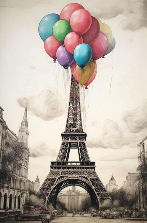 Eiffel Tower,Paris,Balloons