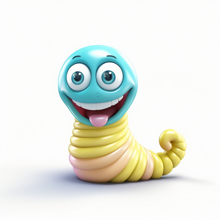 Cartoon Cute Worm,Smiling,Cute