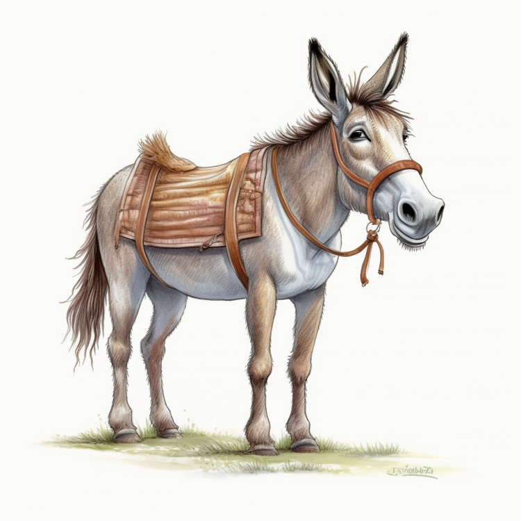 Donkey,Animal,Leather Harness