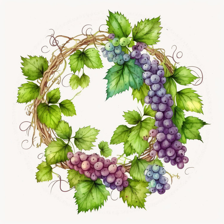 Grapes Wreath,Grape Vine,Grape Leaves