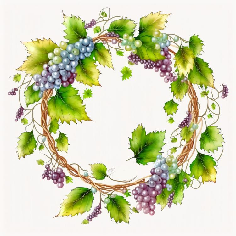Grapes Wreath,Watercolor,Grapes