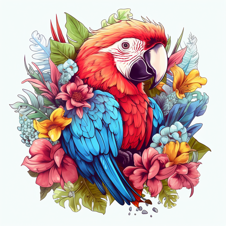 Colorful Parrot,Tropical Flower,Parrot