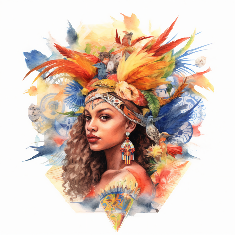Caribbeanamerican Heritage Month,Woman With Feather Headdress,Abstract