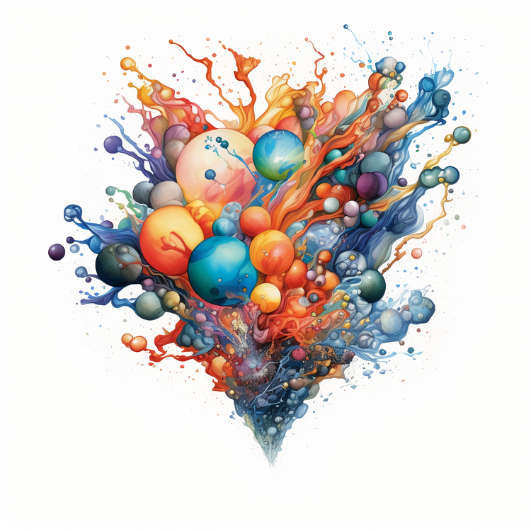 Big Bang,Balloons,Watercolor
