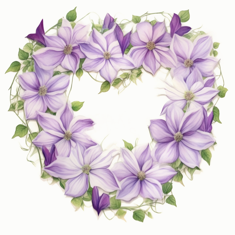 Clematis Flower,Purple Flowers,Wreath
